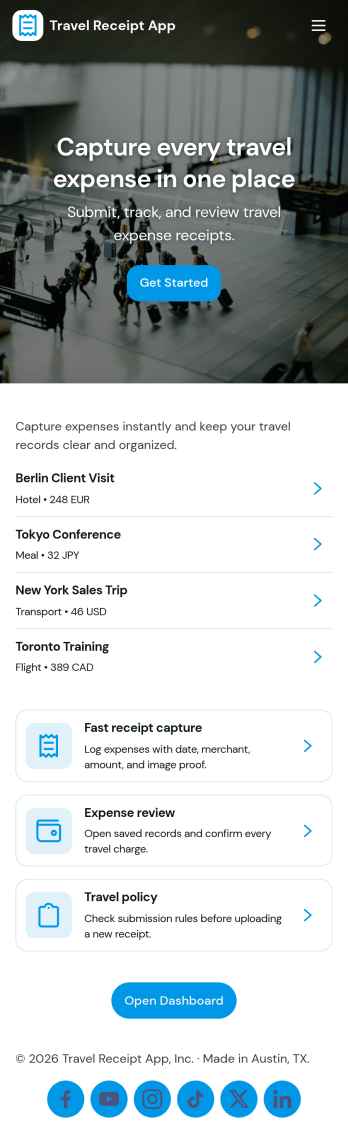 Travel Receipt App Template