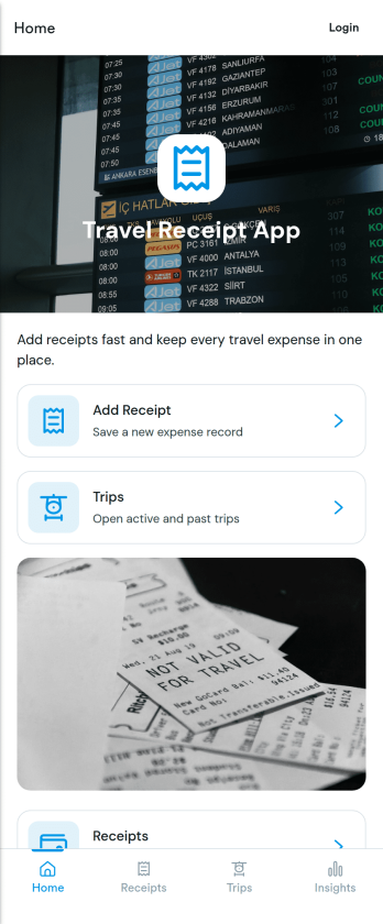 Travel Receipt App Template