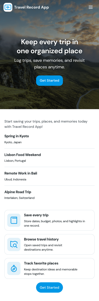 Travel Record App Template
