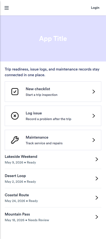 Travel Trailer Checklist App Template