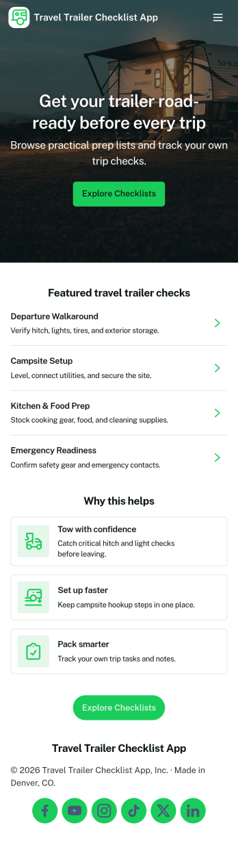 Travel Trailer Checklist App Template