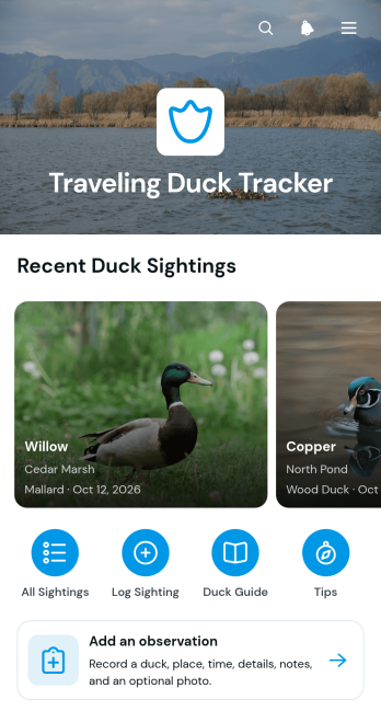 Traveling Duck Tracker App Template