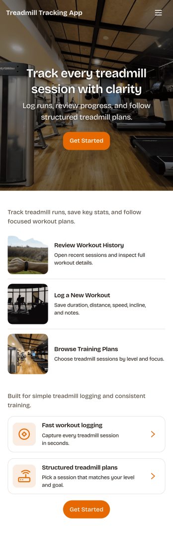 Treadmill Tracking App Template