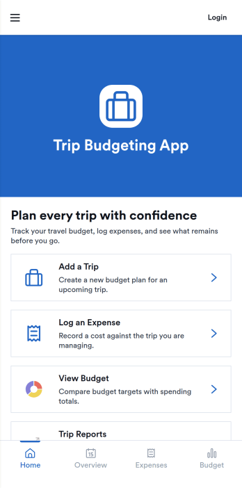 Trip Budgeting App Template