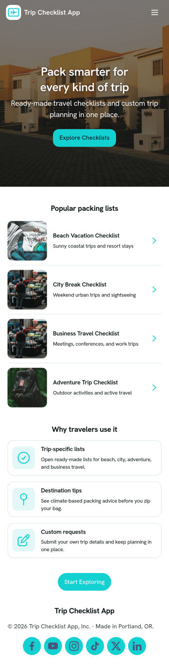 Trip Checklist App Template