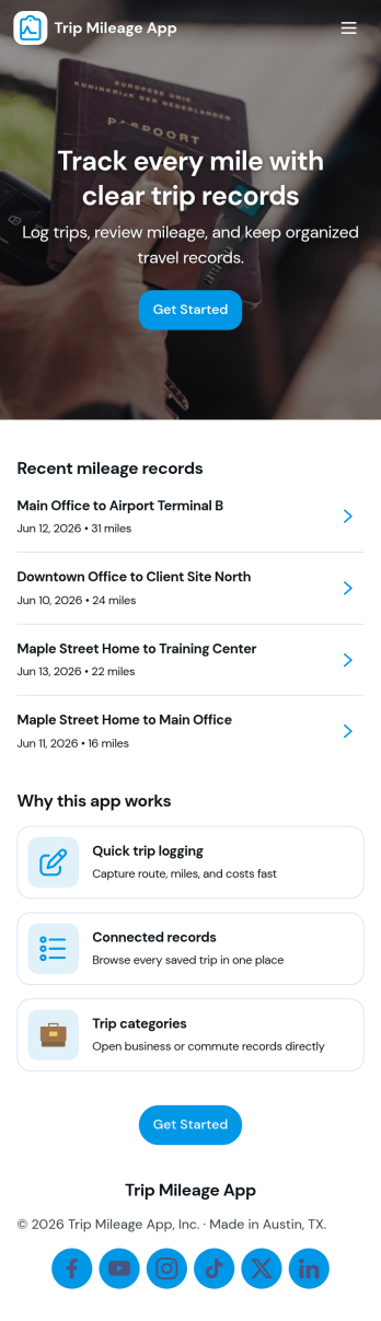 Trip Mileage App Template