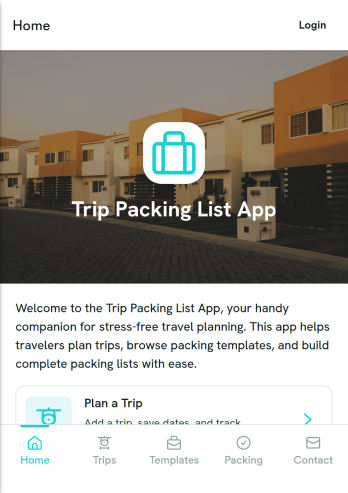 Trip Packing List App Template