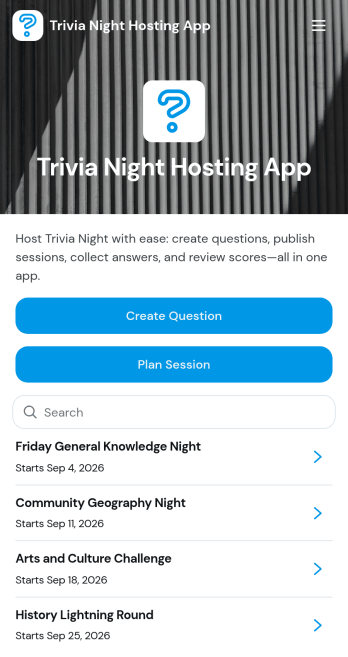 Trivia Night Hosting App Template