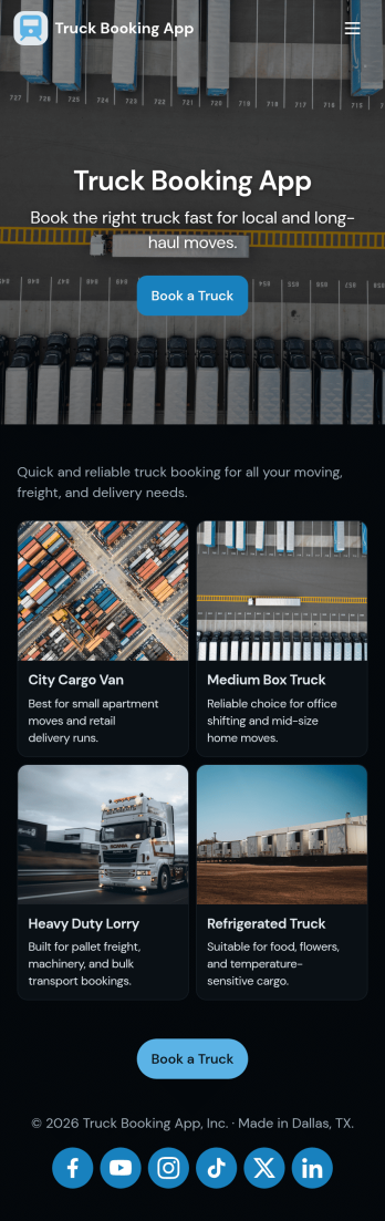 Truck Booking App Template