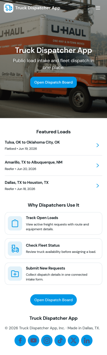 Truck Dispatcher App Template