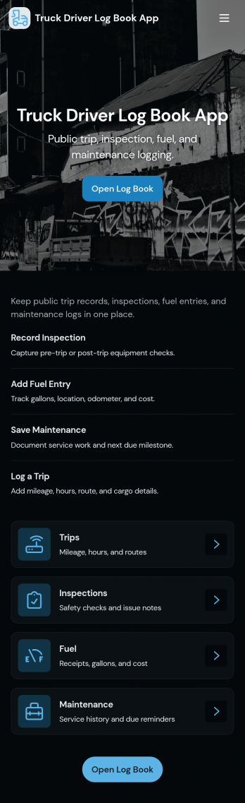 Truck Driver Log Book App Template