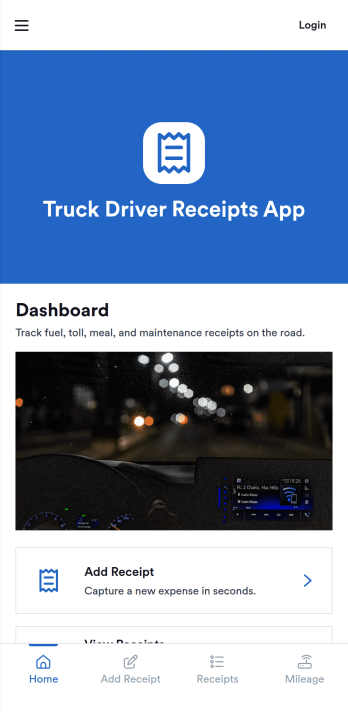 Truck Driver Receipts App Template