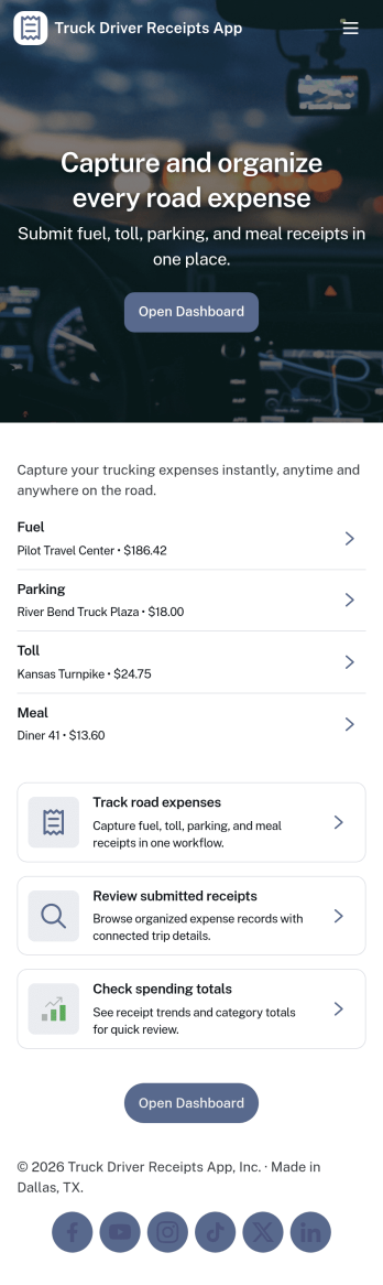 Truck Driver Receipts App Template