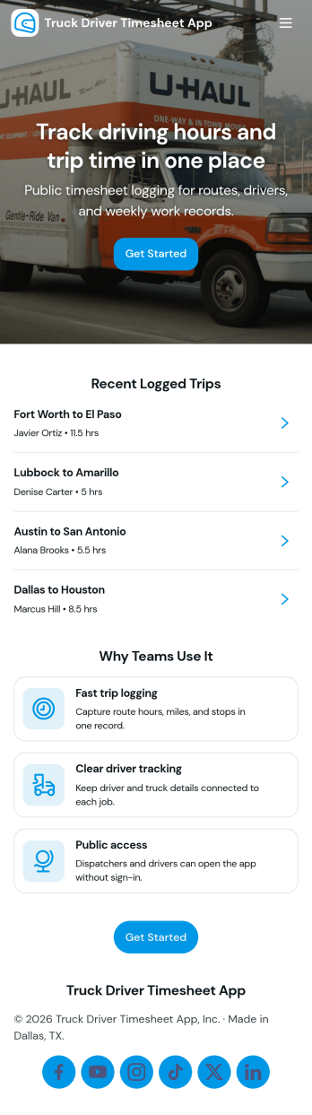 Truck Driver Timesheet App Template