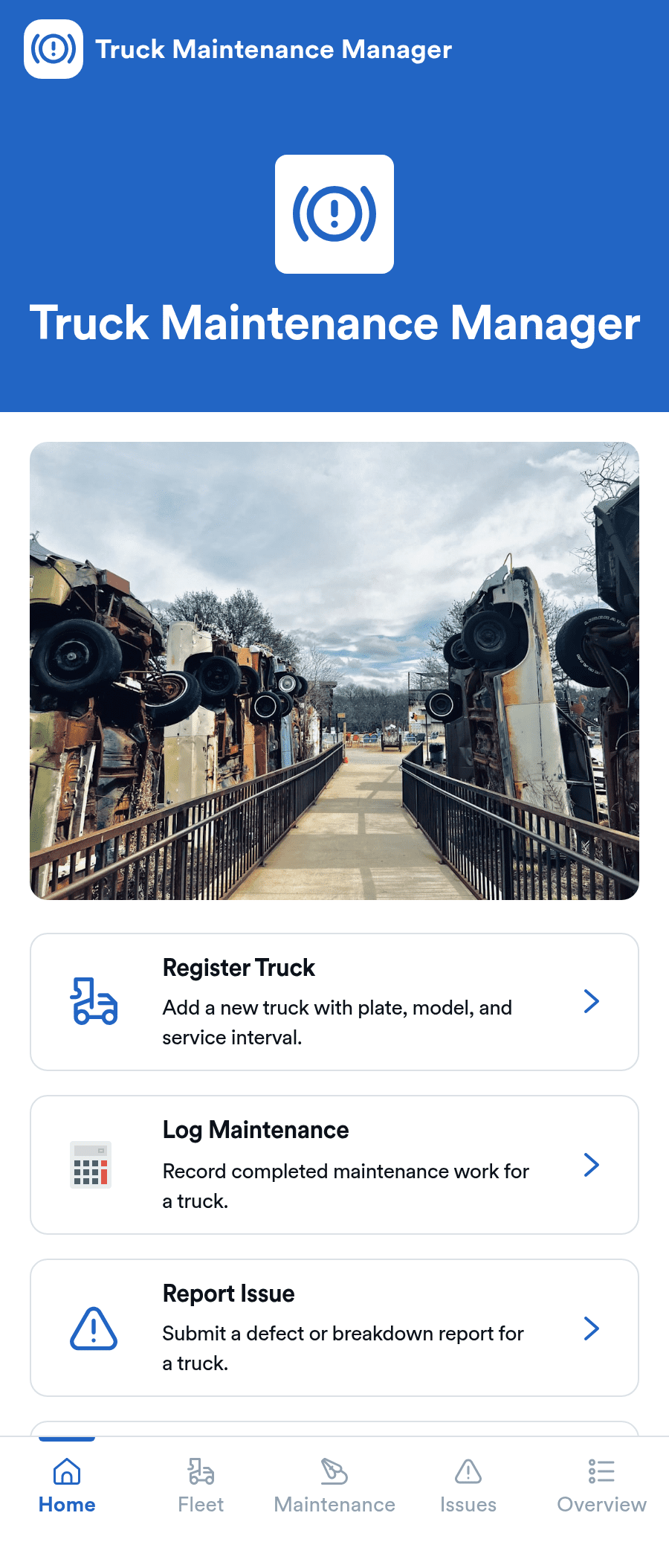 Truck Maintenance App Template | Jotform