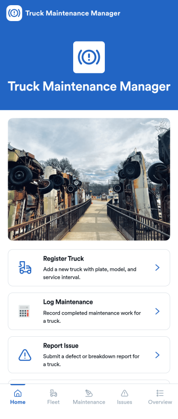 Truck Maintenance App Template
