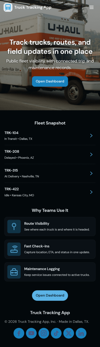 Truck Tracking App Template