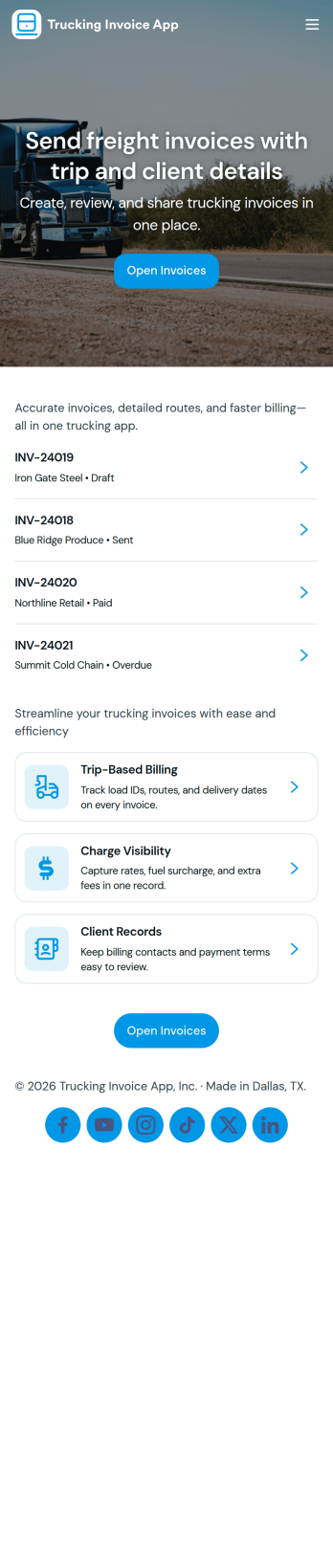 Trucking Invoice App Template