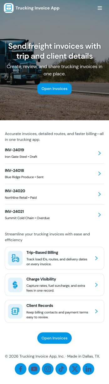 Trucking Invoice App Template