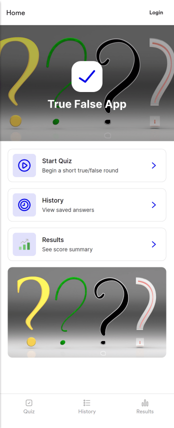 True False App Template
