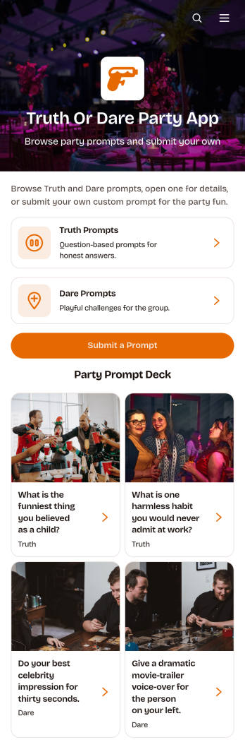 Truth or Dare Party App Template