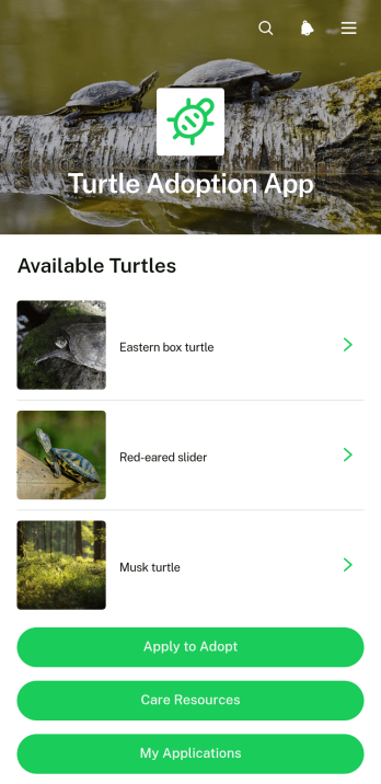 Turtle Adoption App Template