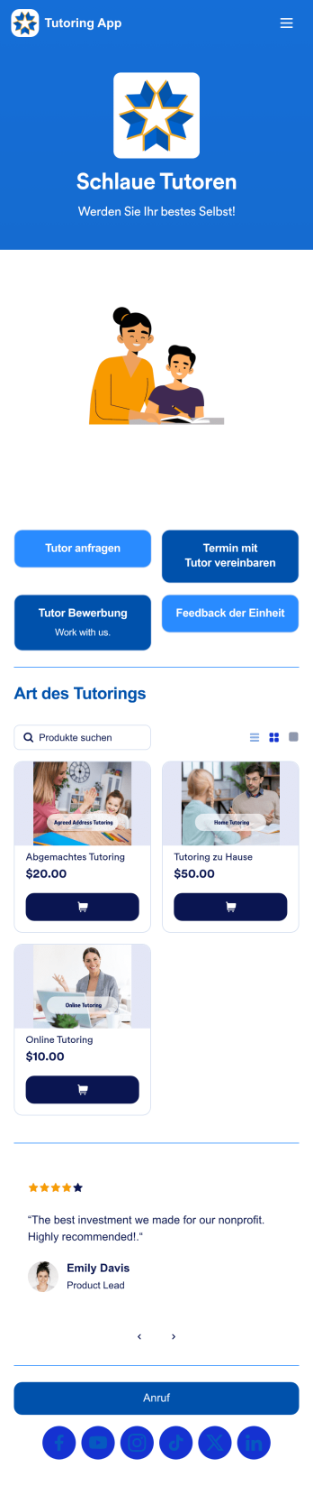Tutoring App Vorlage