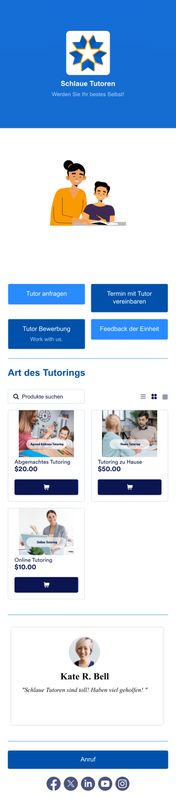 Tutoring App Vorlage Template