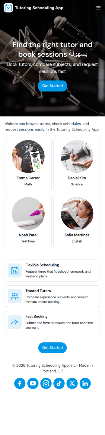 Tutoring Scheduling App Template