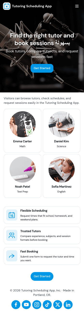 Tutoring Scheduling App Template