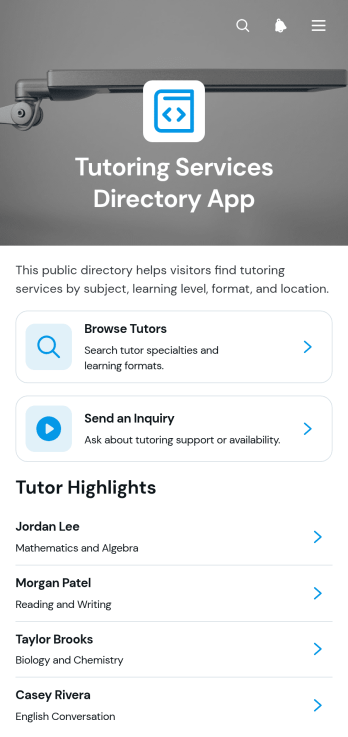 Tutoring Services Directory App Template