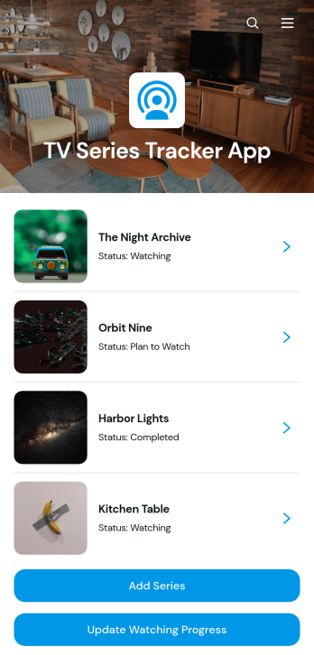 TV Series Tracker App Template