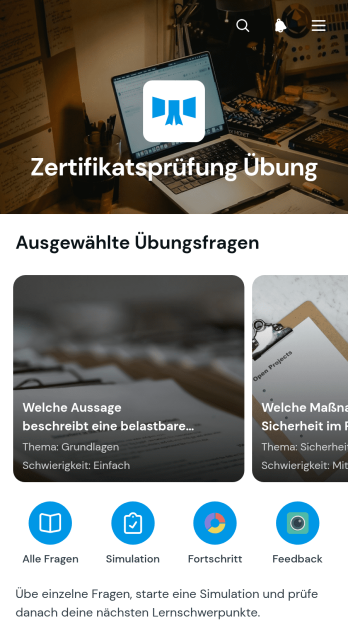 Übungs-App für Berufliche Zertifizierungen