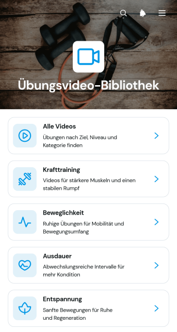 Übungsvideobibliothek-App