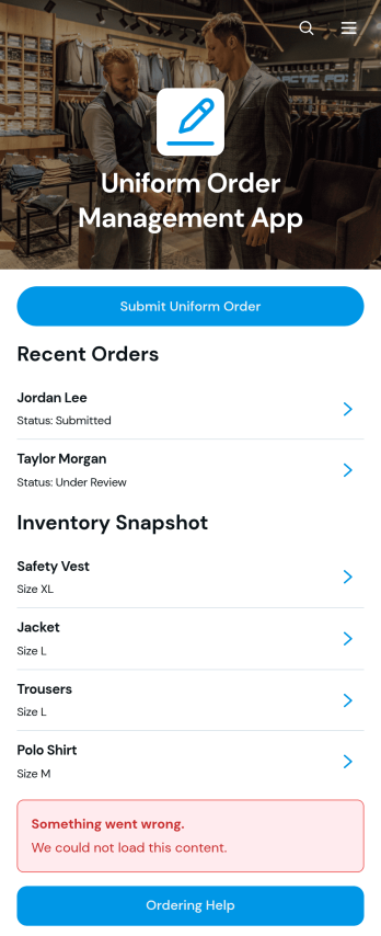 Uniform Order Management App Template