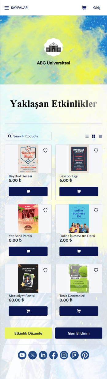 Üniversite Etkinlik Uygulaması Template