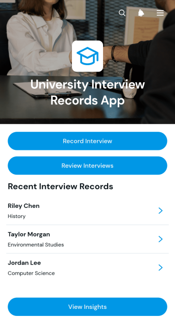 University Interview Records App Template