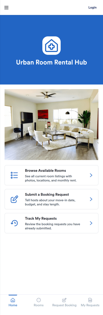 Urban Room Rental Hub App Template