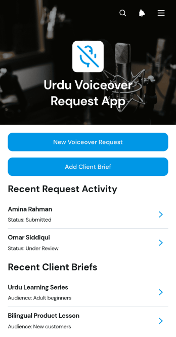 Urdu Voiceover Request App Template