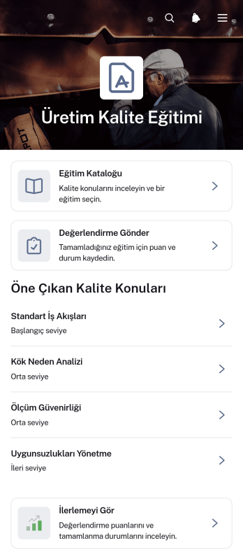 Üretim Kalite Eğitimi Uygulama Șablonu