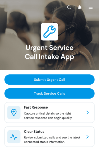Urgent Service Call Intake App Template