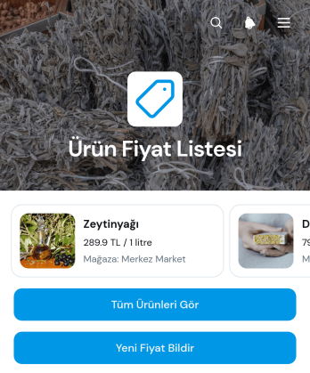 Ürün Fiyat Listesi Uygulama Șablonu