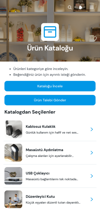 Ürün Kataloğu Uygulama Șablonu