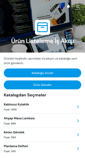 Ürün Listeleme İş Akışı Uygulama Șablonu