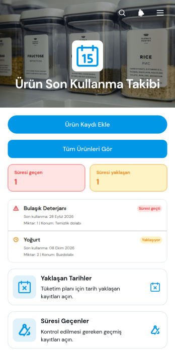 Ürün Son Kullanma Tarihi Takip Uygulama Șablonu