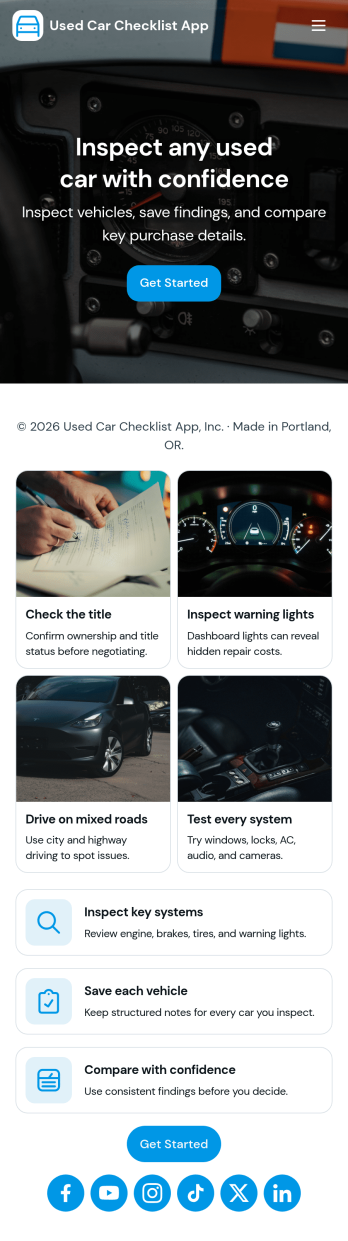 Used Car Checklist App Template