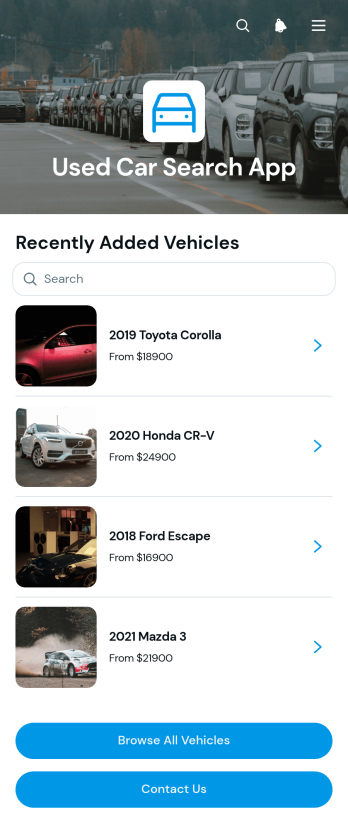 Used Car Search App Template