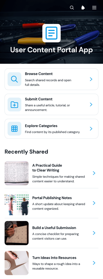 User Content Portal App Template
