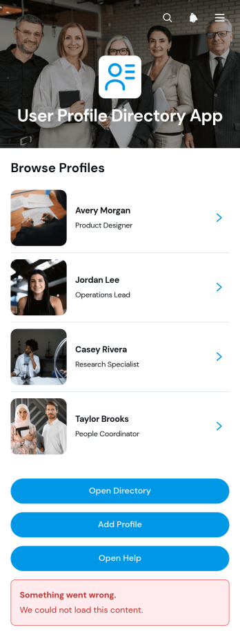 User Profile Directory App Template