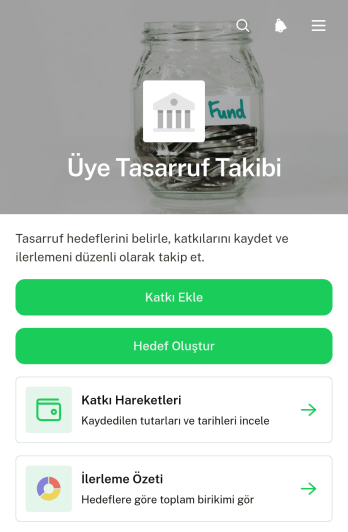 Üye Birikim Takip Uygulama Șablonu